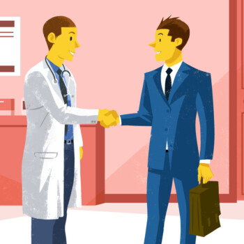 come informatore scientifico conduce i colloqui con un medico